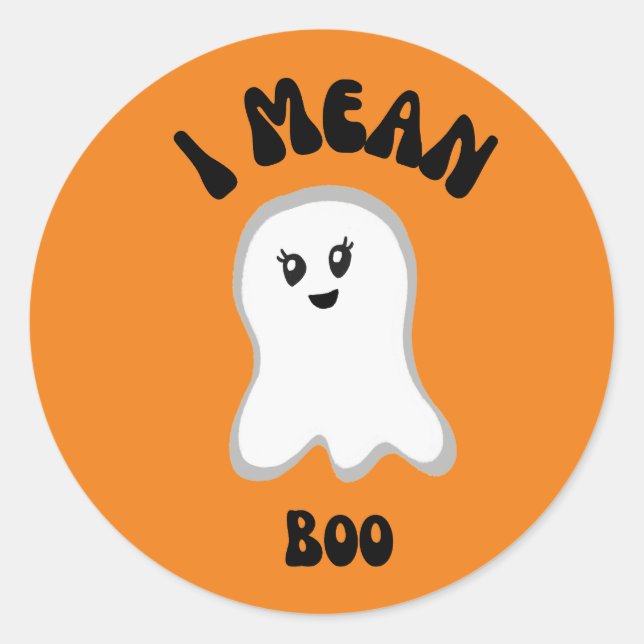 Playful Ghost "I Mean Boo" Sticker (Front)