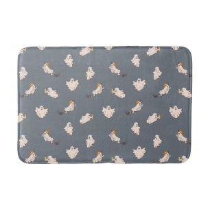 Playful Ghosts Halloween Pattern Bath Mat