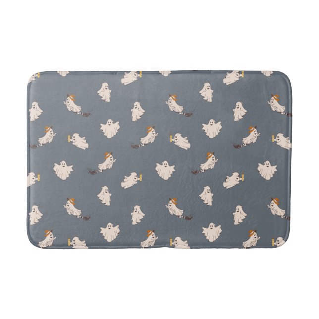 Playful Ghosts Halloween Pattern Bath Mat (Front)