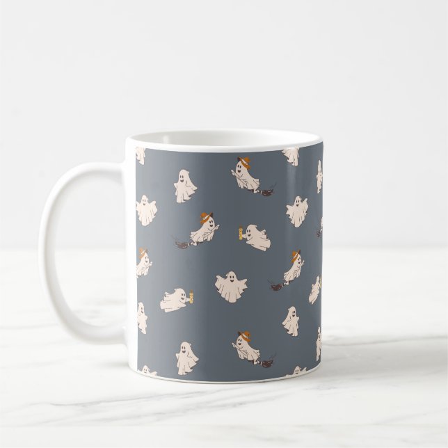 Playful Ghosts Halloween Pattern Coffee Mug (Left)