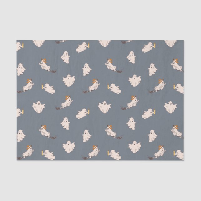 Playful Ghosts Halloween Pattern Tissue Paper (Front)