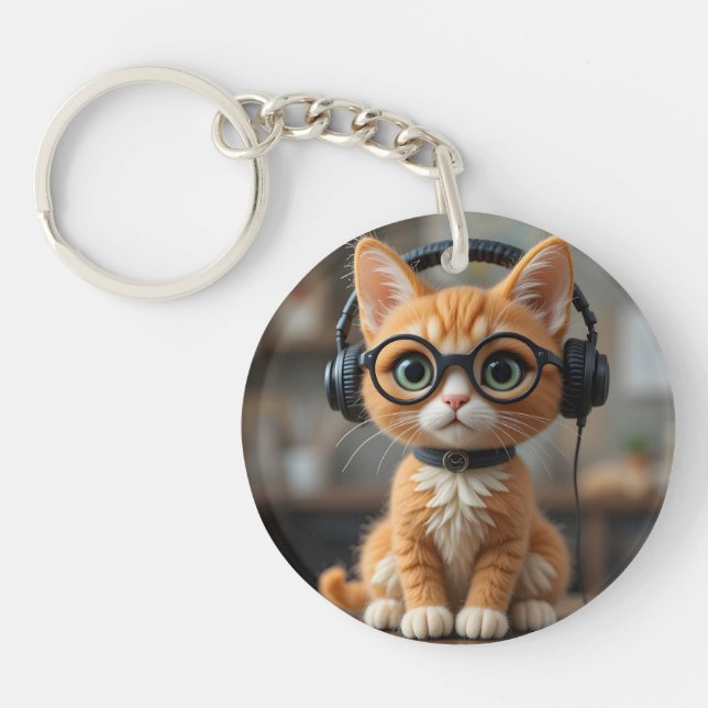 Playful Ginger Cat Keychain (Front)