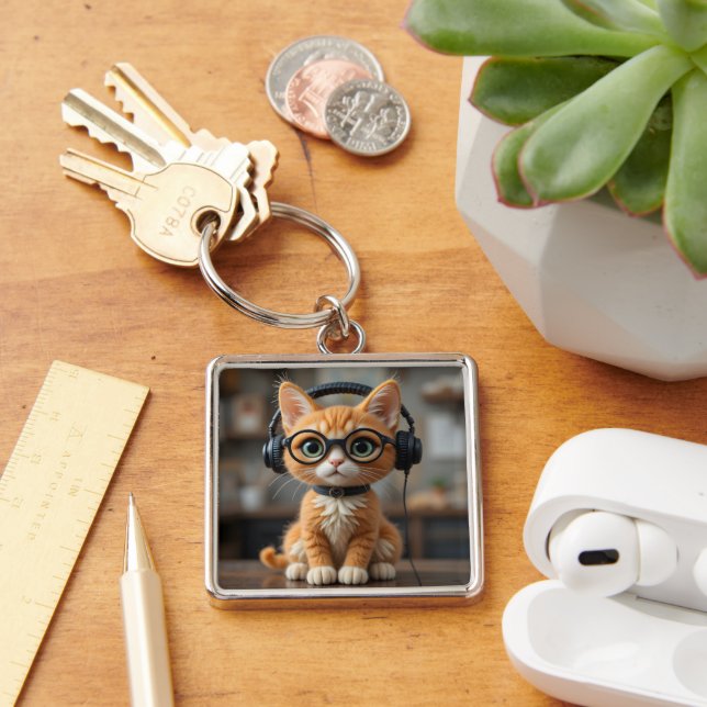 Playful Ginger Cat Keychain (Desk)