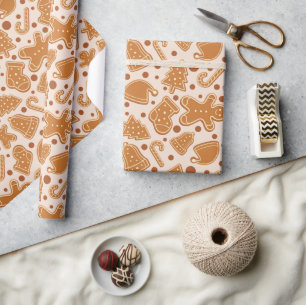 Playful Gingerbread Cookies Festive Christmas Gift Wrapping Paper