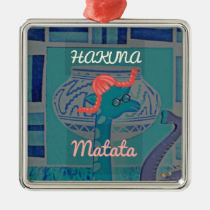 Playful Giraffe Art: An African Delight Metal Ornament
