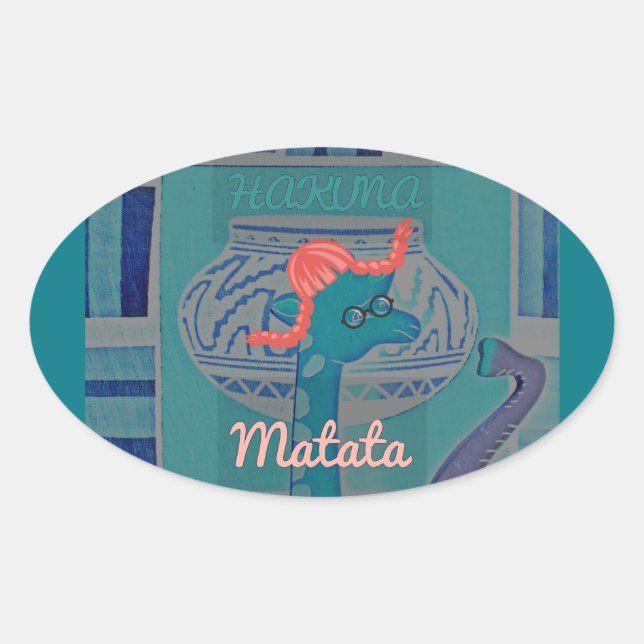 Playful Giraffe Art: An African Delight Oval Sticker (Front)