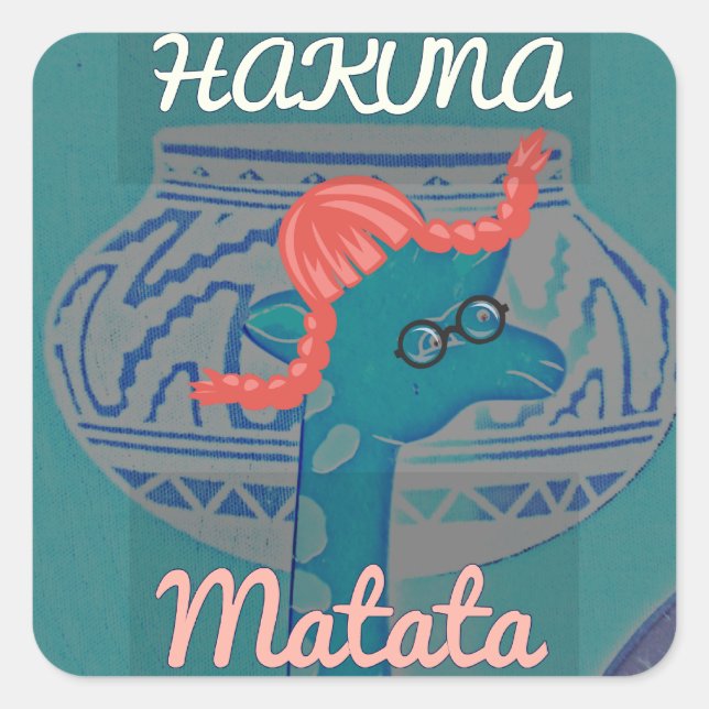 Playful Giraffe Art: An African Delight Square Sticker (Front)