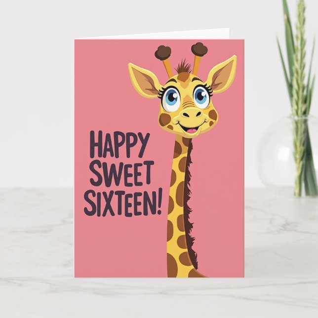 Playful Giraffe Birthday Card (Front)