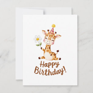 Playful Giraffe Birthday Party Design Holiday Card