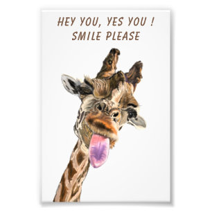 Playful Giraffe Custom Text Funny Poster Print
