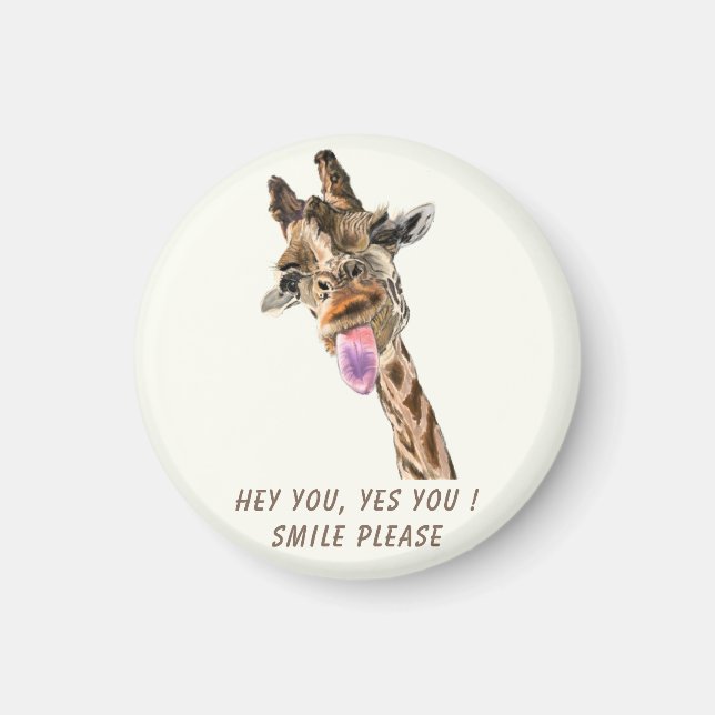 Playful Giraffe Funny Magnet Gift - Cartoon (Front)