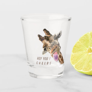 Playful Giraffe Funny Shot Glass Cheers Your Text