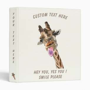 Playful Giraffe Tongue Out 3 Ring Binder Smile