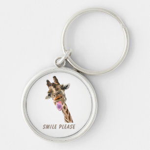 Playful Giraffe Tongue Out Keychain - Smile
