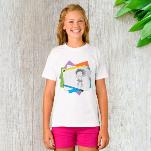Playful Girl Sketch Drawing with Colourful Pencils T-Shirt