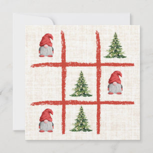 Playful Gnome Tie Tok - Christmas Trees Linen  Holiday Card