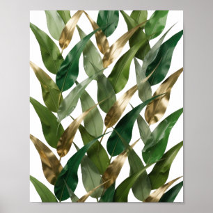 Playful Gold GOLDEN LEAVES ON BLACK BACKGROUND Poster
