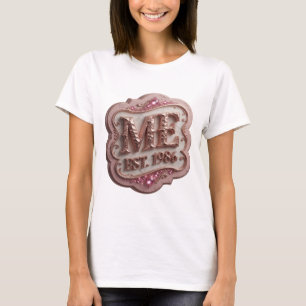 Playful Gold ME EST 1986 Slogan Design T-Shirt