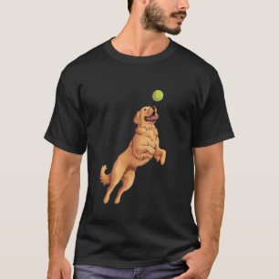Playful Golden Retriever Fetching Chasing Tennis B T-Shirt
