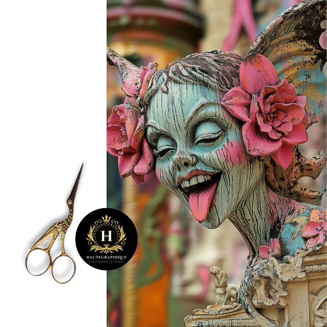 Playful Gothic Gargoyle Floral Crown Decoupage Tissue Paper (Creator Uploaded)