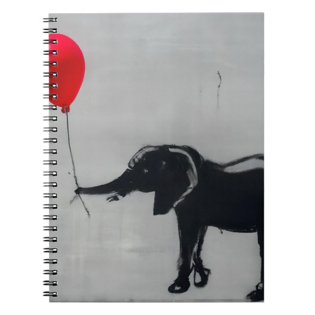 Playful Graffiti Elephant with Red Balloon Art Notebook (Front)