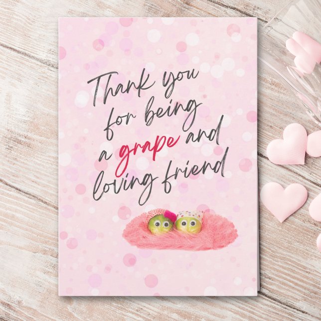 Playful Grape cute pun Friendship Valentine Bokeh Holiday Card (Creator Uploaded)