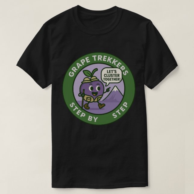 Playful Grape Hiker Trail Friendship T-Shirt (Design Front)