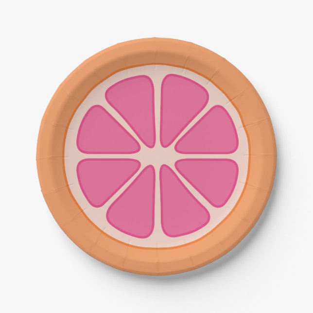 Playful Grapefruit Slice Paper Plate (Front)