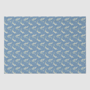 Playful Green Alligator Paisley on Blue Tissue Paper