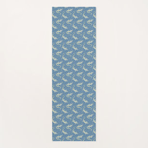Playful Green Alligator Paisley on Blue Yoga Mat