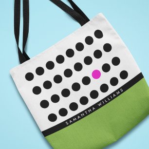 Playful Green Black Polka Dots Personalized Tote Bag