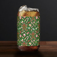 Playful Green Festive Gingerbread Candy Pattern