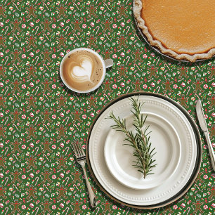 Playful Green Festive Gingerbread Candy Pattern Tablecloth