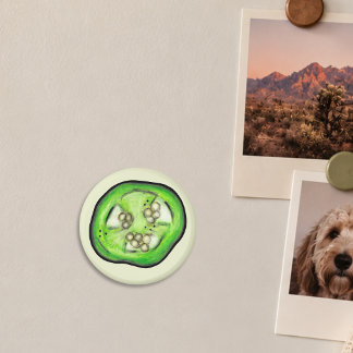 Playful Green Jalapeño Pepper Slice Magnet