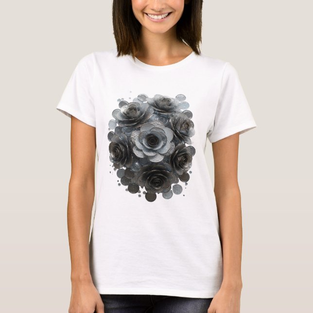 Playful Grey ABSTRACT ART Statement Design T-Shirt (Front)