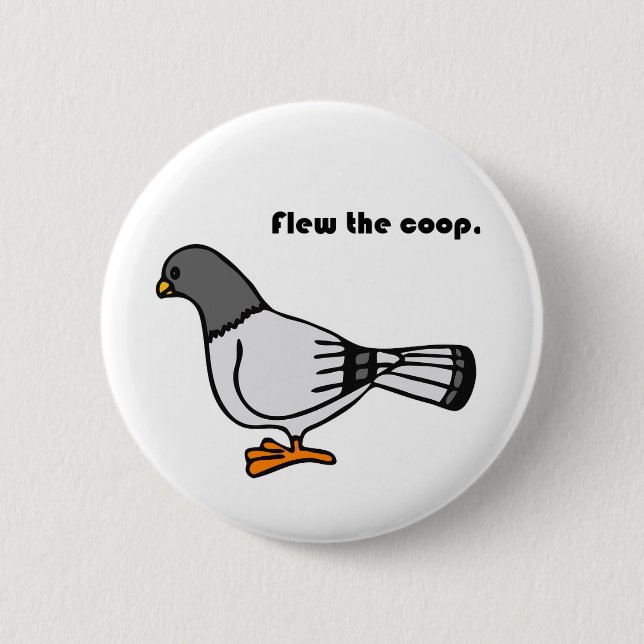 Playful Grey Pigeon Cartoon New Travels or Address 2 Inch Round Button (Front)