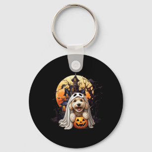 Playful Halloween Doodle Dog Ghost Design Fun For Keychain
