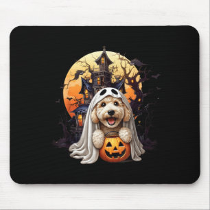 Playful Halloween Doodle Dog Ghost Design Fun For Mouse Pad