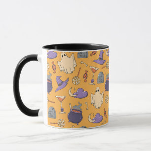 Playful Halloween Ghosts and Witches Pattern Mug