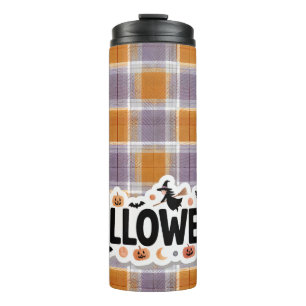 Playful Halloween Plaid Thermal Tumbler