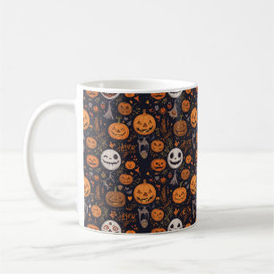 Playful Halloween Pumpkin & Skull Pattern - Hallow Coffee Mug