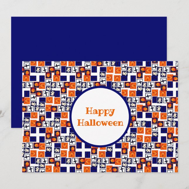 playful Halloween-themed pattern  Holiday Card (Front/Back)