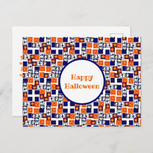 playful Halloween-themed pattern  Holiday Postcard
