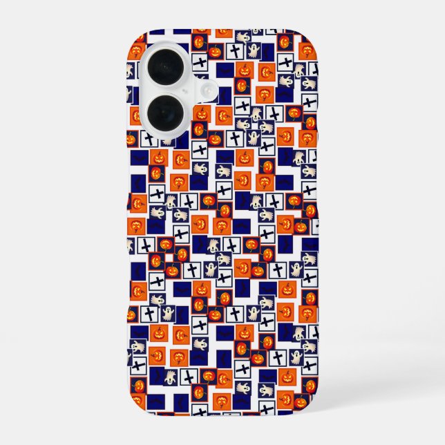 playful Halloween-themed pattern iPhone 16 Case (Back)
