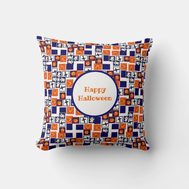playful Halloween-themed pattern  Throw Pillow (Front)