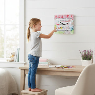 Playful  hand drawn Kids Art Decorative Wall Clock