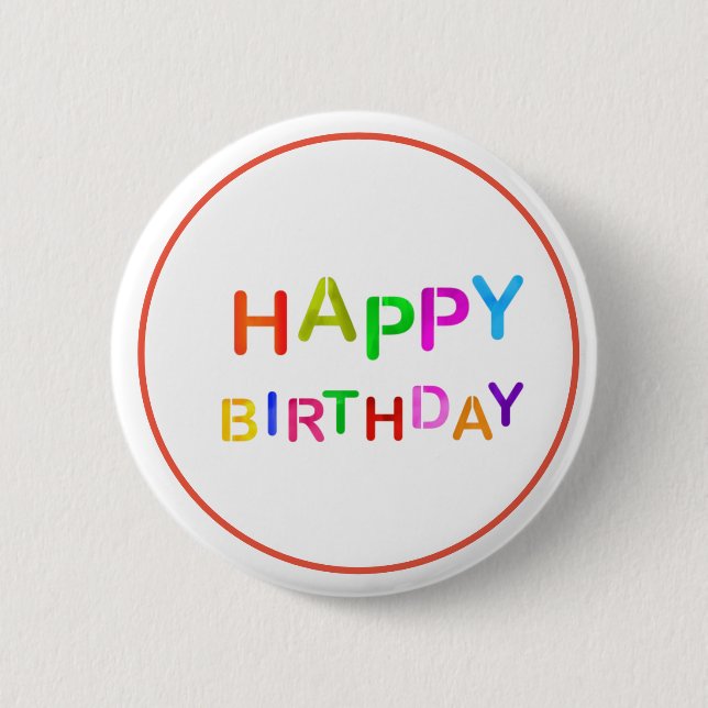 Playful Happy Birthday Text 2 Inch Round Button (Front)