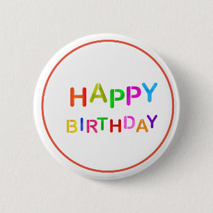 Playful Happy Birthday Text 2 Inch Round Button