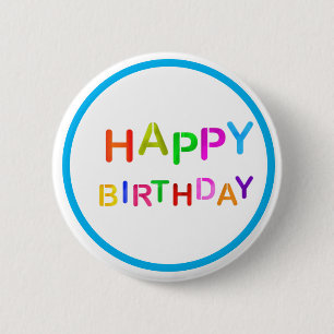 Playful Happy Birthday Text 6 Cm Round Badge Butto 2 Inch Round Button