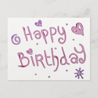 Playful Happy Birthday Text Postcard